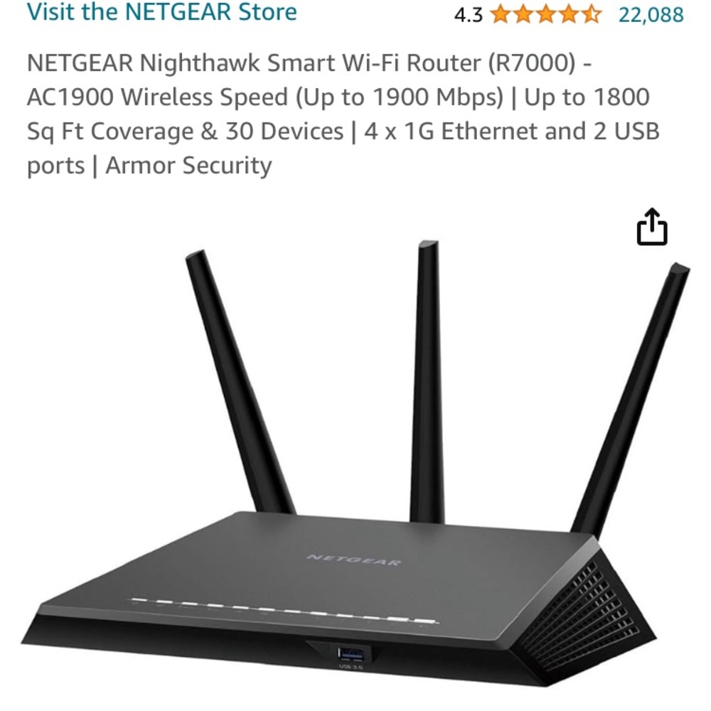 Router - Netgear Nighthawk Smart WiFi Router - Picture 1 of 12